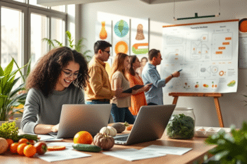 An inspiring image showcasing a diverse Foodstuffs team collaborating in a vibrant kitchen environment.