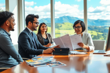 A professional networking event showcasing diverse candidates and recruiters engaged in conversation.