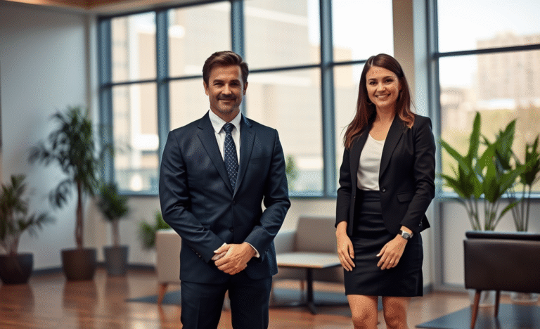 A professional outfit laid out for job interviews featuring a suit, blouse, and shoes.