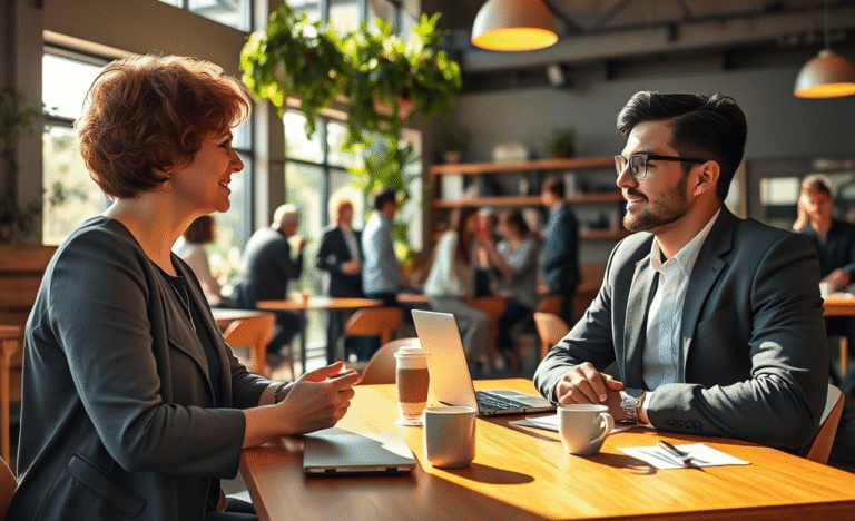 A group of professionals engaged in a networking event, exchanging ideas and building connections.
