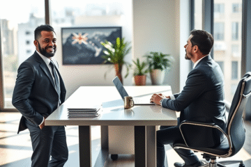 An individual showcasing their skills and qualifications in a job interview setting.
