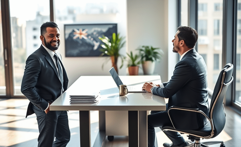 An individual showcasing their skills and qualifications in a job interview setting.