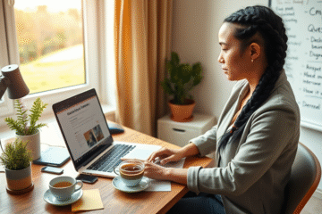 A candidate researching a company before an interview to improve chances of success.