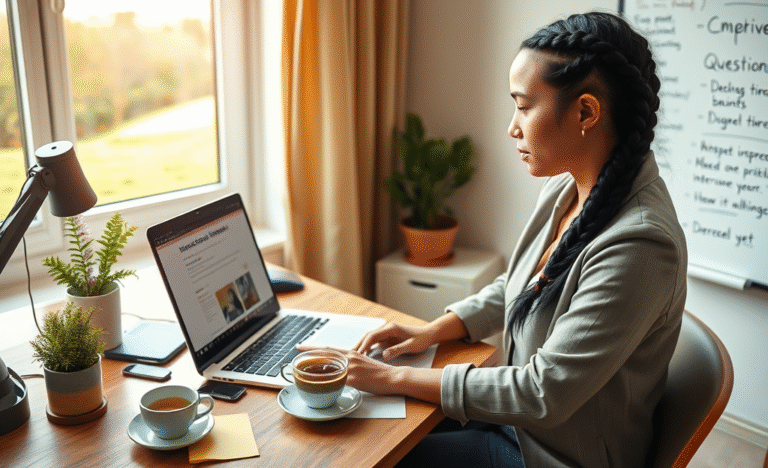 A candidate researching a company before an interview to improve chances of success.