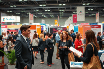 A job seeker engaging with recruiters at a job fair, showcasing effective strategies to stand out.