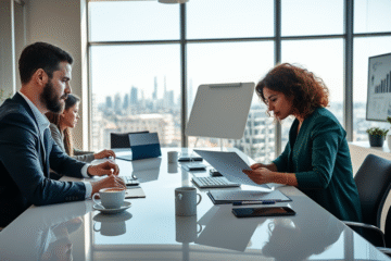 An illustration of job seekers gaining insights from recruiters.