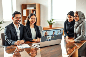 A professional candidate preparing for an online interview, showcasing dedication and readiness.